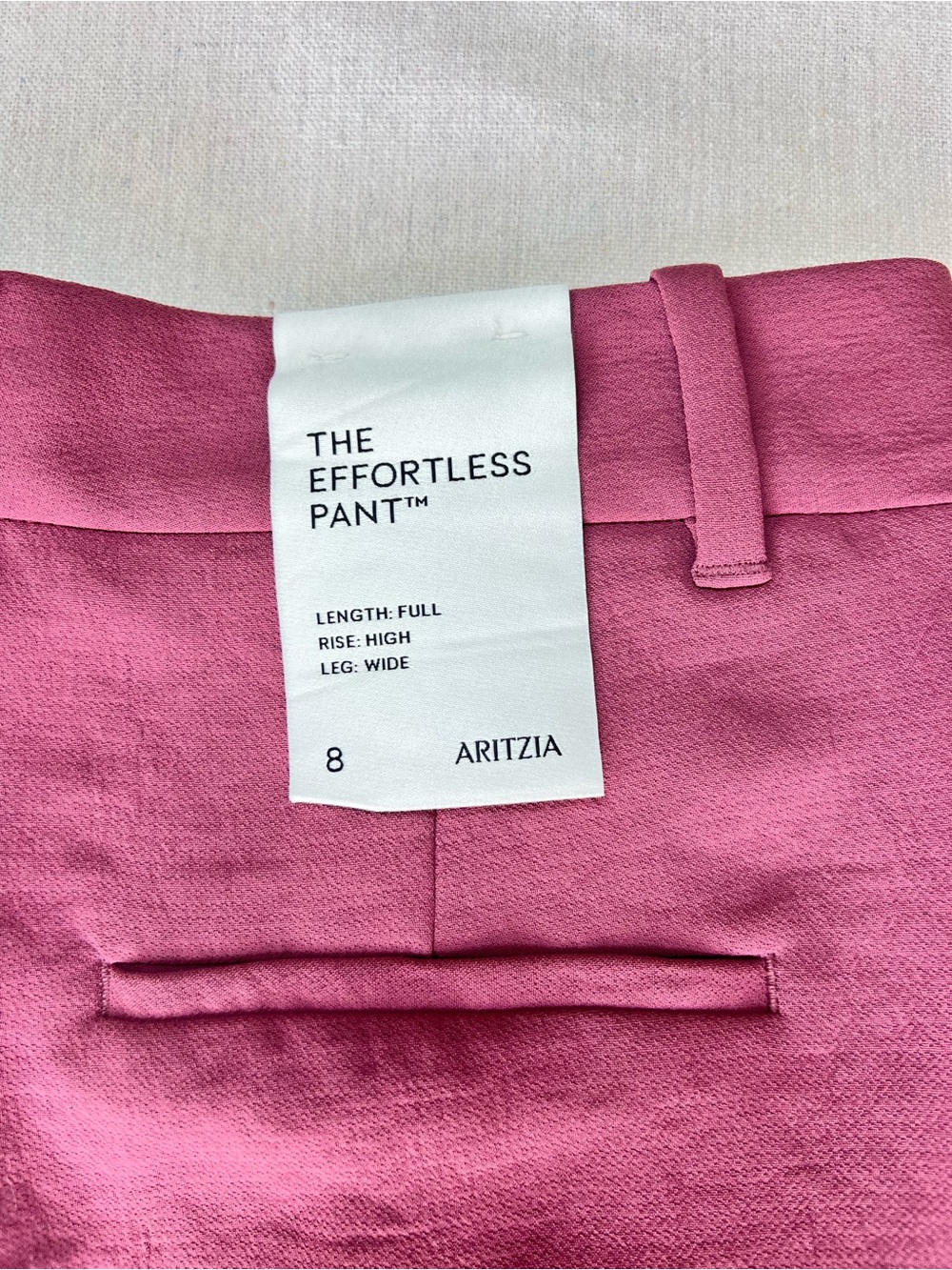 New Aritzia Effortless High-Waist Wide-Leg Pants in Rose Pink - Size 8 - Picture 8 of 8